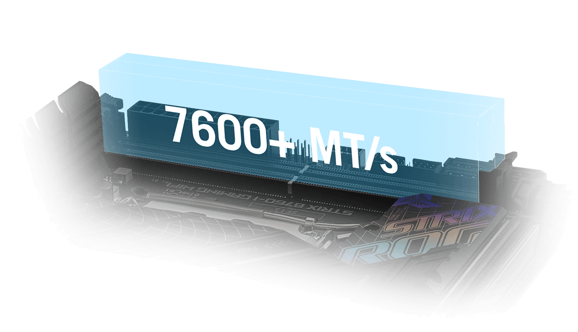 The Strix B760-I lets you overclock memory up to 7600+ MT/s.