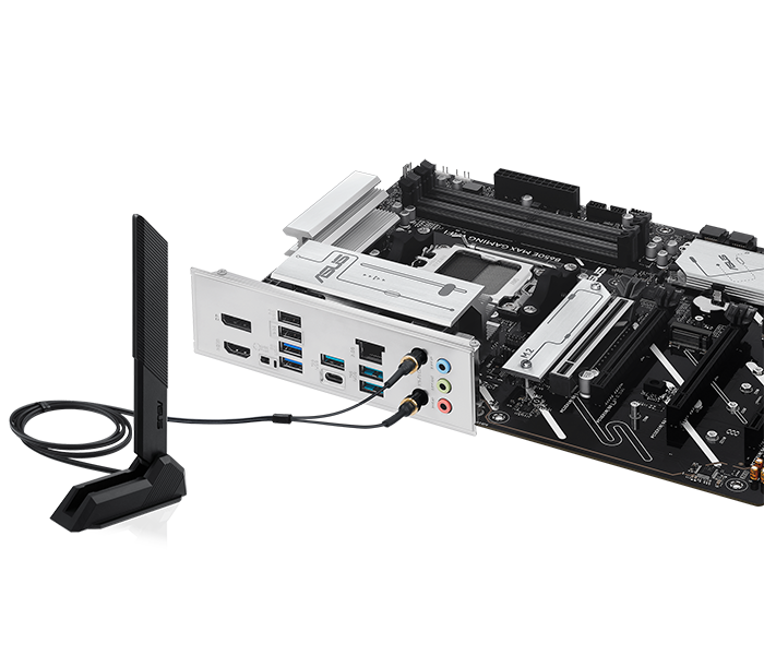The B650E MAX GAMING WIFI motherboard features onboard WIFI 6E.