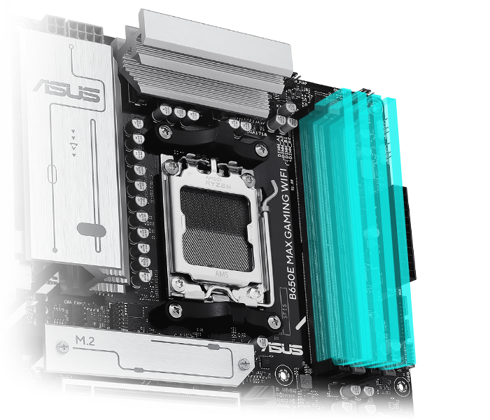 The B650E MAX GAMING WIFI motherboard supports DDR5. 