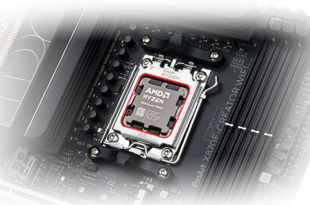 Closeup of ProArt X870E-Creator WiFi around CPU socket