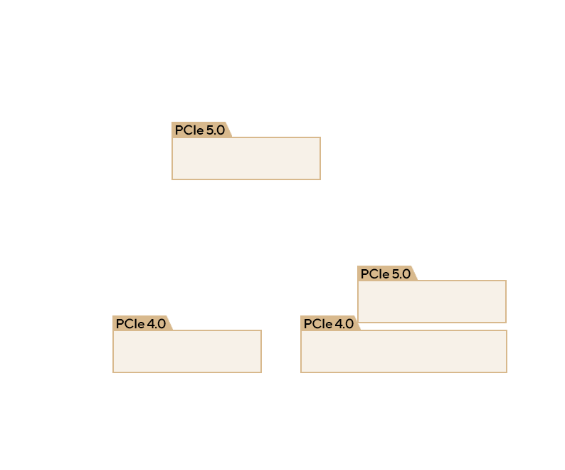 Top-down view of ProArt X870E-Creator WiFi with four M.2 slots highlighted