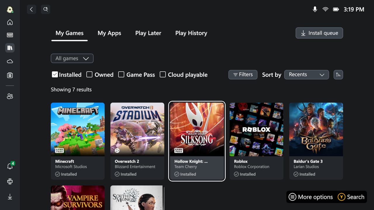 The UI of Xbox