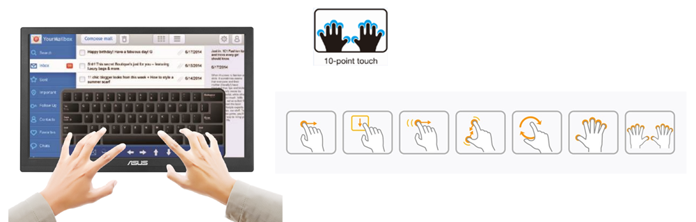 ASUS VT168HR monitor has a high-precision multitouch panel