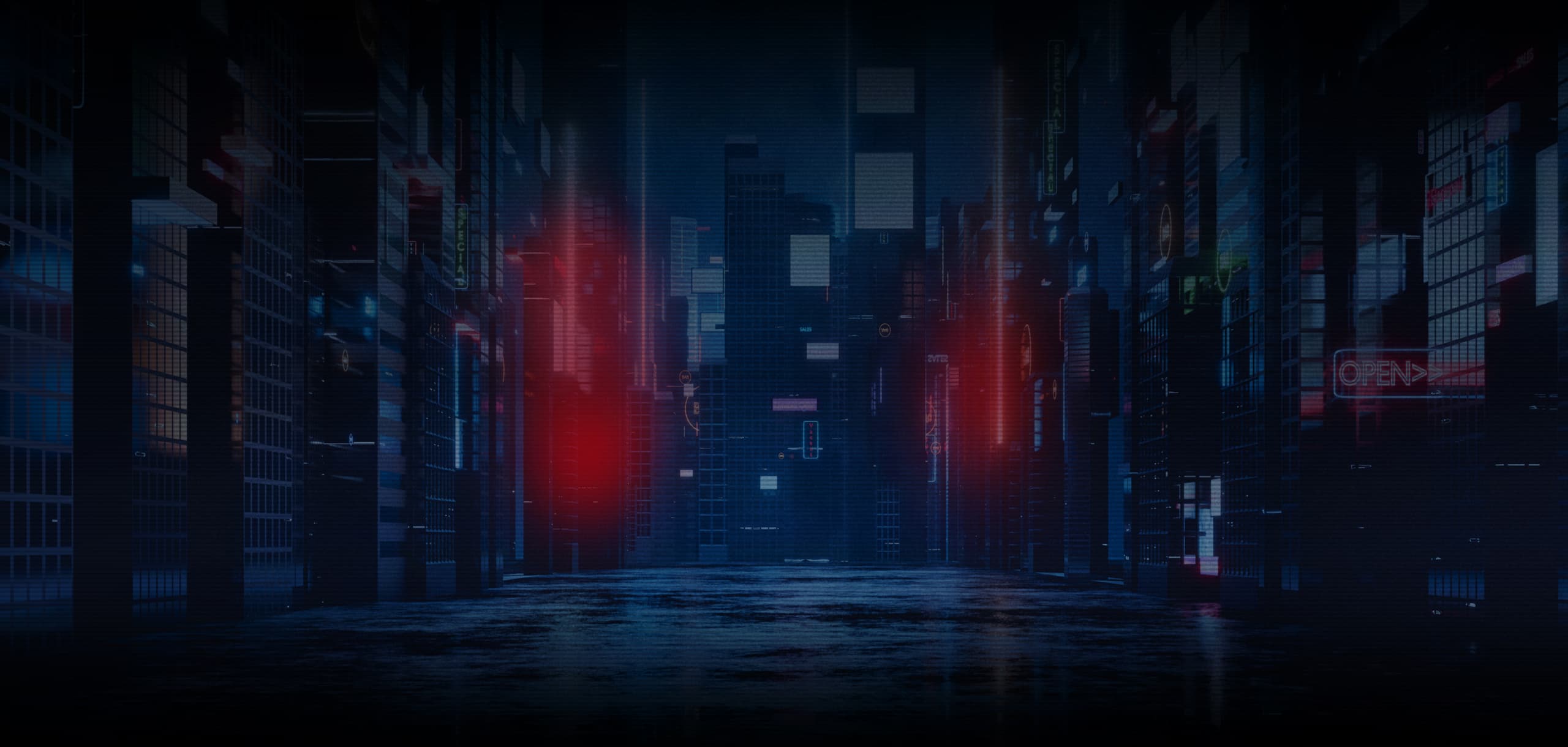 The background image of cyberpunk city landscape on Quarter HD section