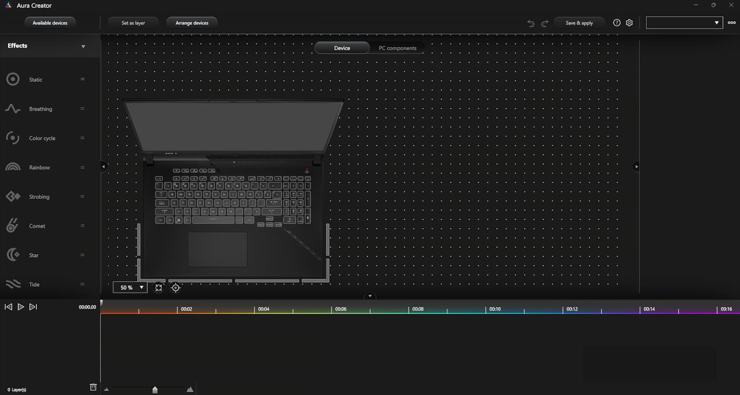 Screenshot of the SCAR 17 in Aura Creator.