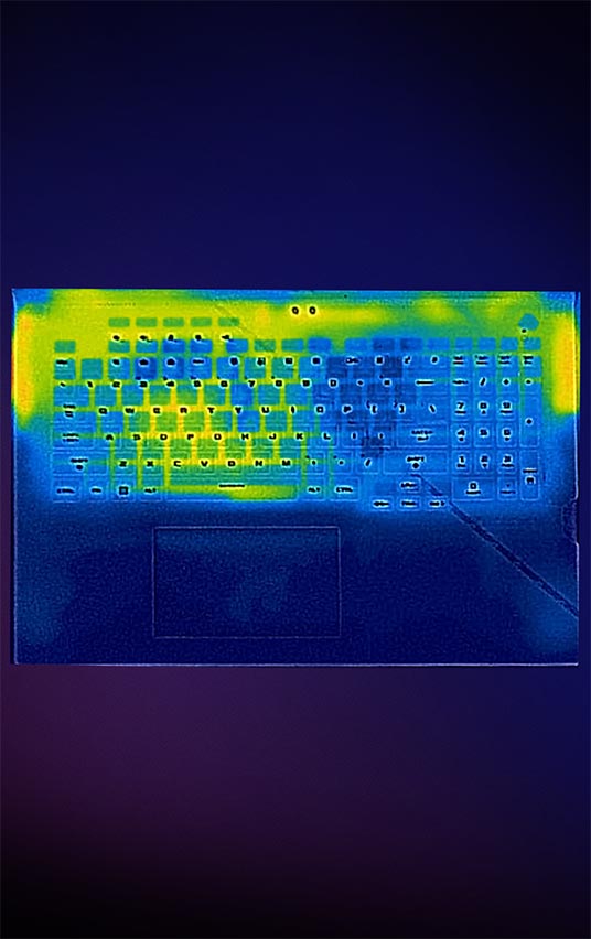 Thermal imaging from the keyboard of a SCAR 17.