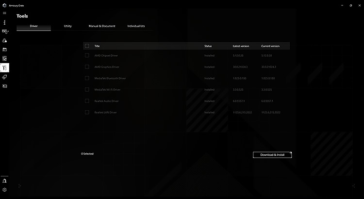Download de drivers e manuais