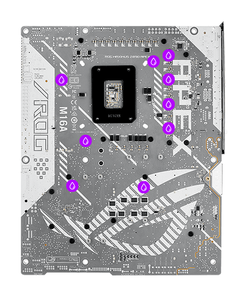 The ROG Maximus Z890 Apex front view with Condensation Detection