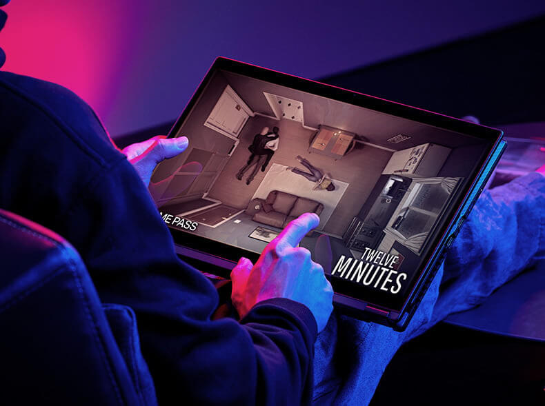 Imagem de Cenário - modo tablet com 12 minutos de gaming no ecrã