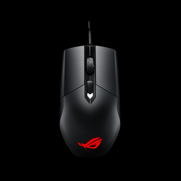 The detailed and top view image of ROG STRIX IMPACT Mouse