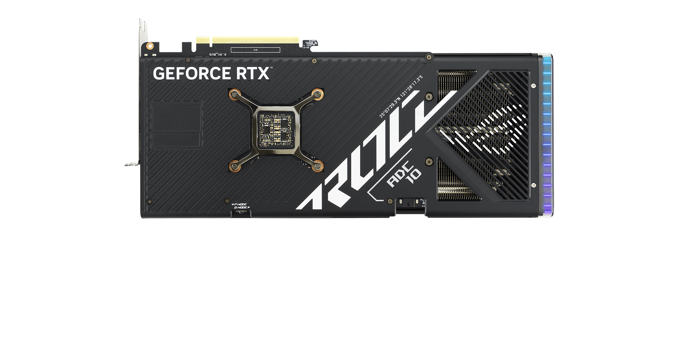 Вигляд відеокарти ROG Strix GeForce RTX 4070 Ti ззаду.