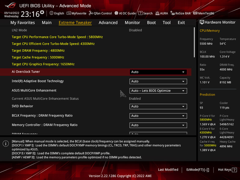 Interfejs użytkownika ROG BIOS UEFI – tryb Advanced