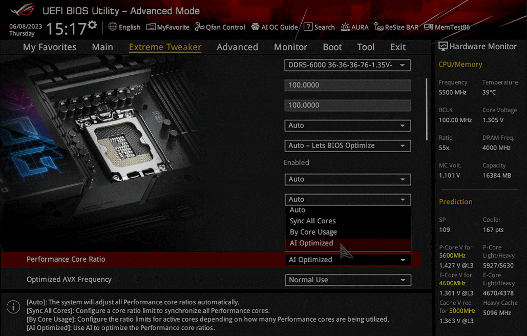 AI Overclocking laat je de prestaties automatisch optimaliseren.