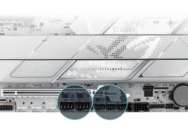 Strix Z890-A behuizingsventilatorheader locaties