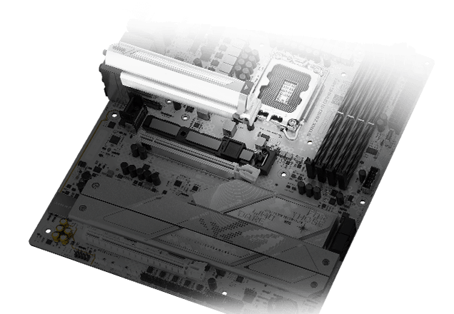 Strix Z890-A M.2-koellichamen en achterplaat lay-out