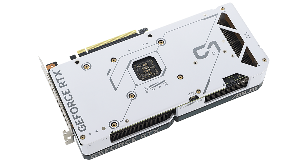 Płyta tylna karty graficznej ASUS Dual GeForce RTX 4070 White Edition.