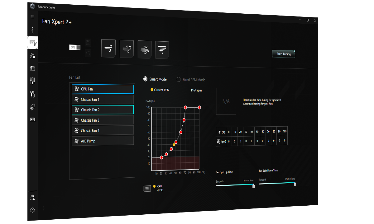 UI of FAN Xpert 2+ for cooling controls