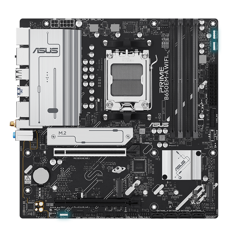 The PRIME B650EM-A WIFI-CSM motherboard features Aura Sync. 