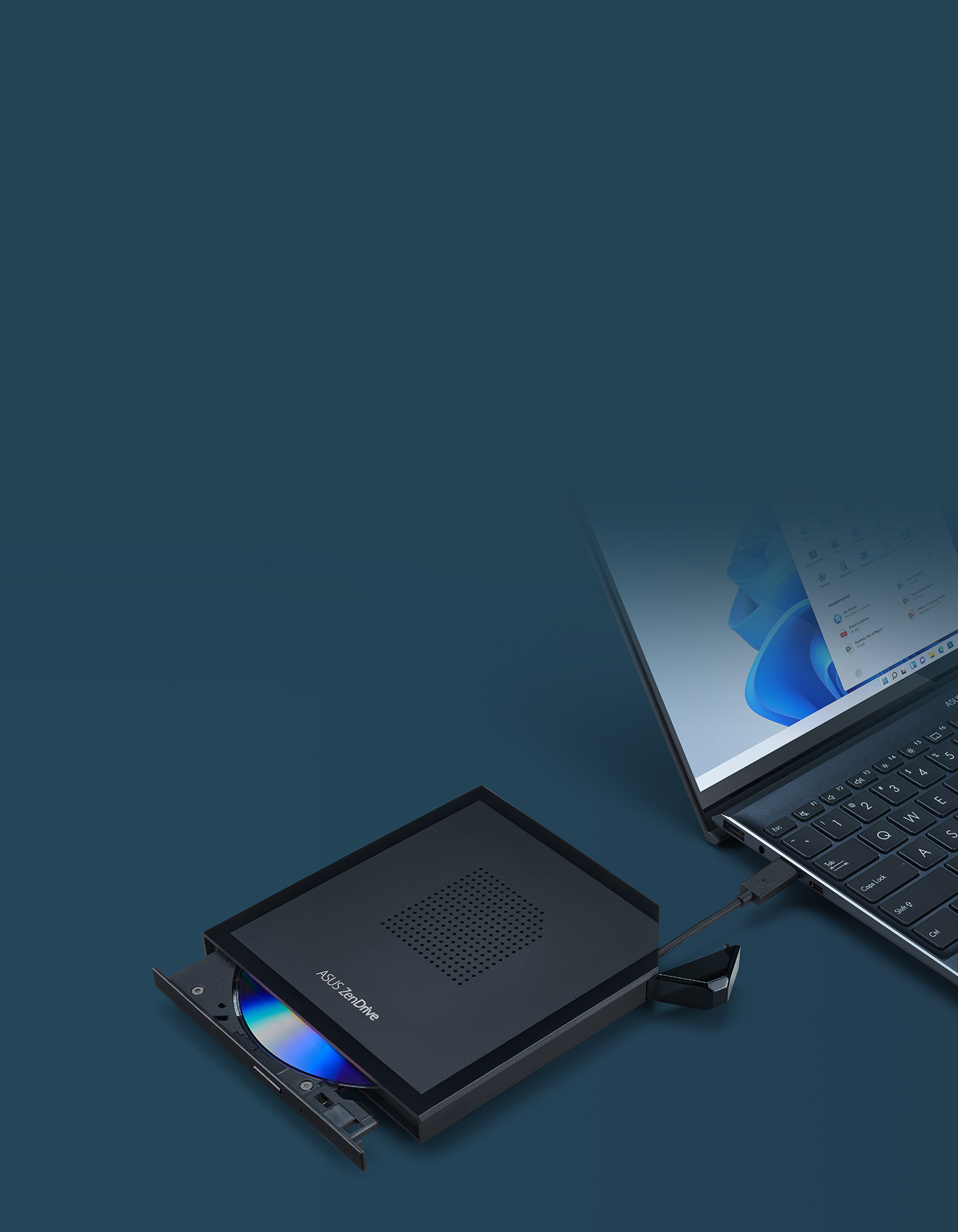 Das ASUS ZenDrive V1M lässt sich dank seines USB-C-Kabels direkt an gängige moderne Laptops anschließen