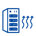 Icon of cooling fins with airflow lines labeled 'Up to 500W TDP' indicating support for high thermal design power via air cooling.
