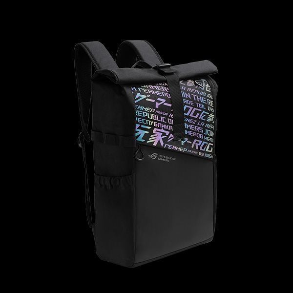 The detailed and side view image of ROG Backpack