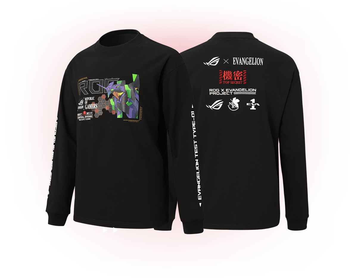 ROG Sweater EVA Edition (front and back views)