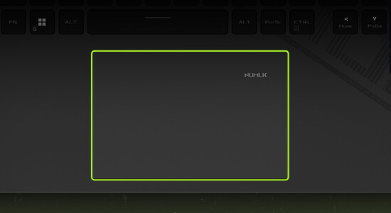 The shape of the G16’s touchpad is highlighted.