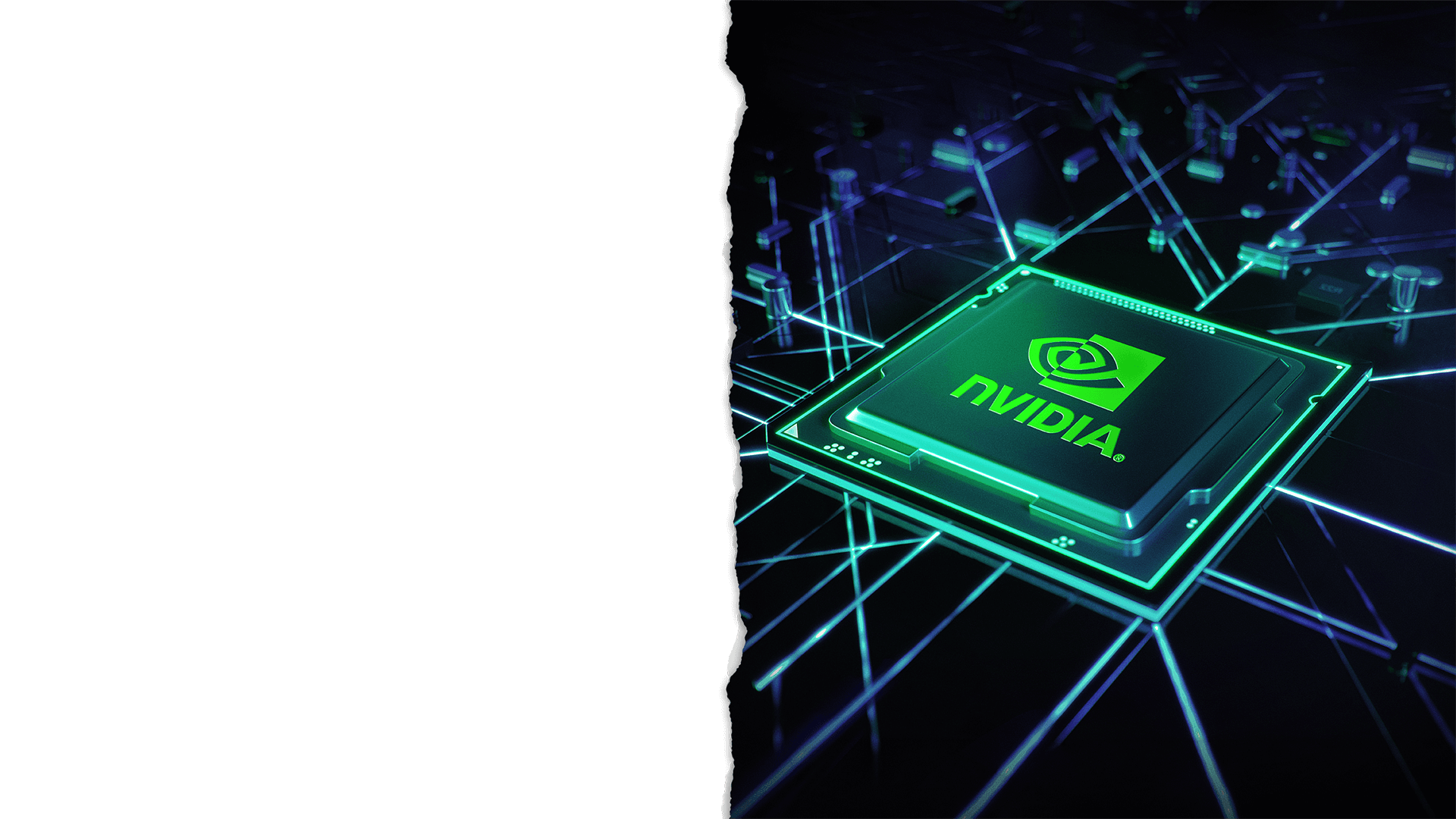 Grafický procesor NVIDIA GeForce RTX na desce plošných spojů, do kterého proudí elektřina.