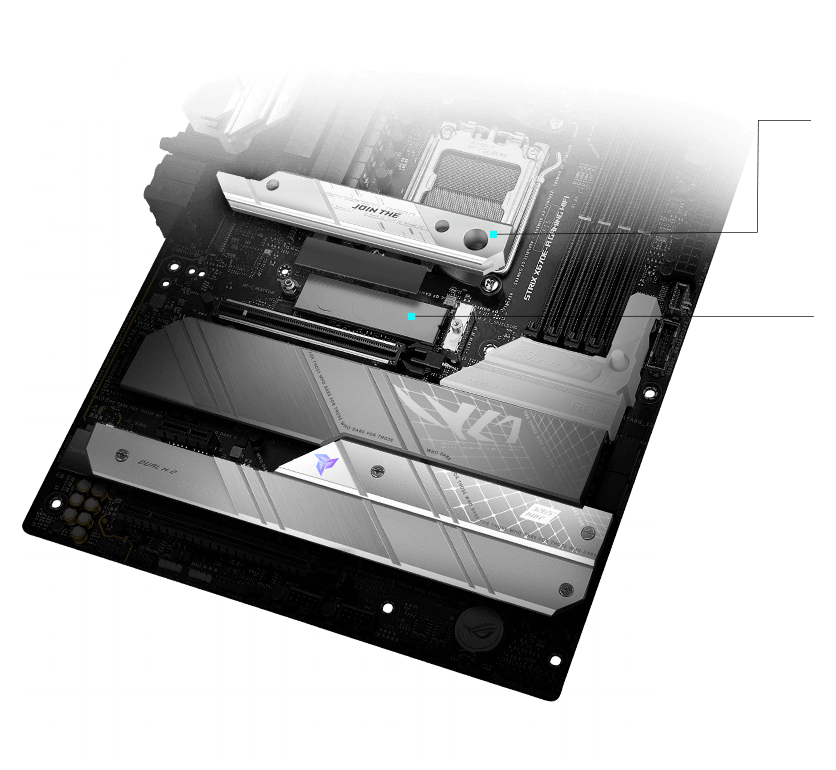 Uspořádání chladiče desky ROG Strix X670E-A M.2