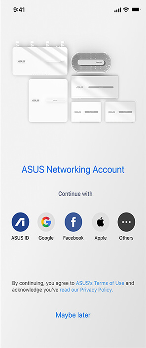 Interface utilisateur de l’application ASUS ExpertWiFi — Page de connexion