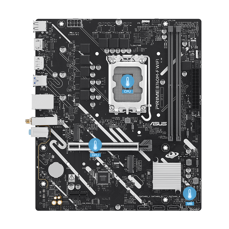 Prime motherboard with multiple temperature sources image