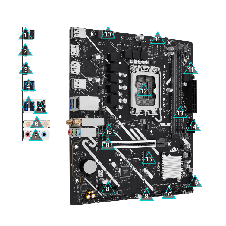 All specs of the PRIME B760M-F WIFI motherboard