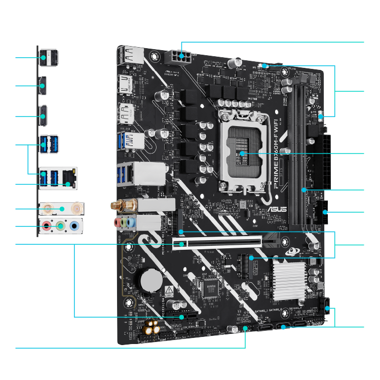 All specs of the PRIME B760M-F WIFI motherboard