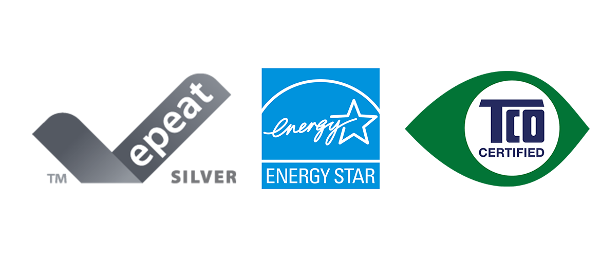 epeat GOLD, ENERGY STAR, TCO CERTIFIED logos