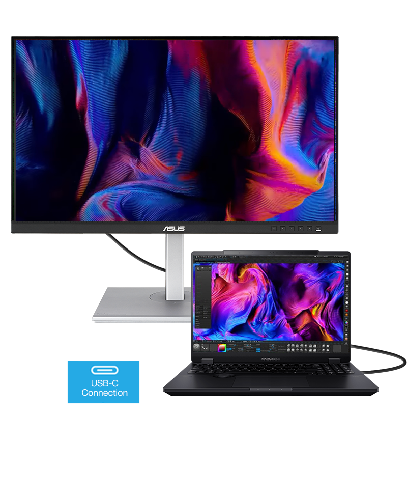 Connecting ProArt Display PA278CGV and a laptop via USB-C port and it supports 65W power delivery.