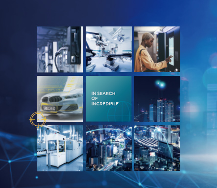 ASUS IoT brochure cover with 9 usage scenario photos including smart retail, smart city, smart transportation, smart factory, car plate recognition system and AV charging systems