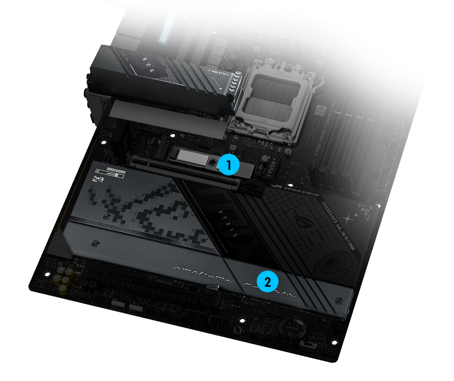 Strix X870-F M.2 heatsinks and backplate layout