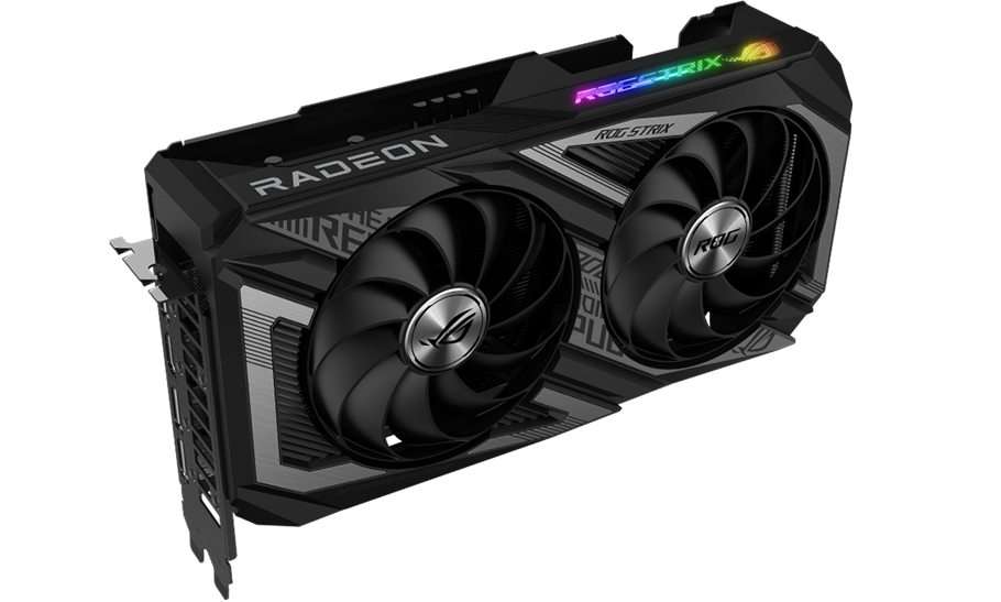 Front view of the ROG Strix Radeon RX 6650 XT V2 graphics card