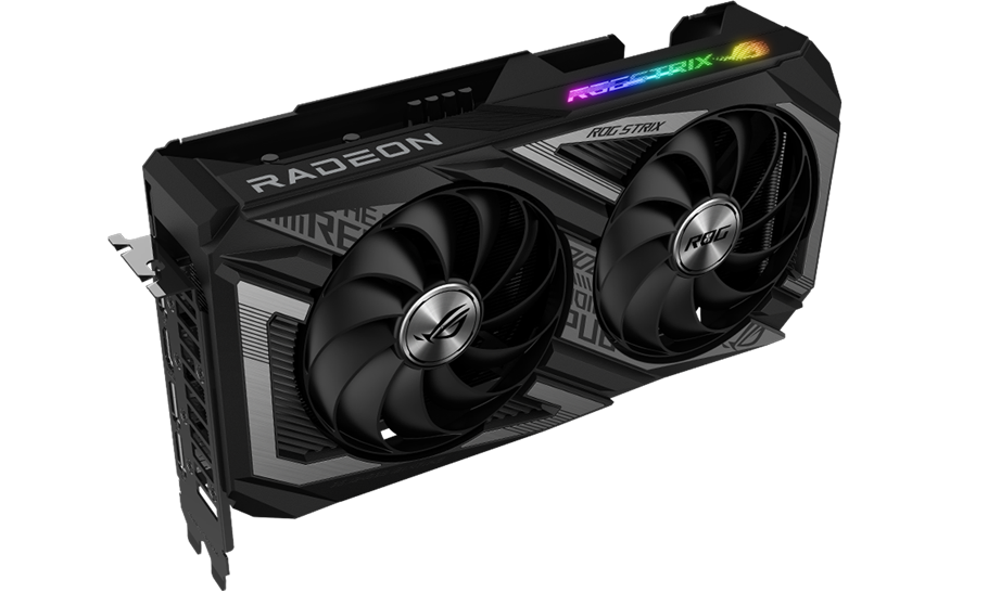 Vue de face de la carte graphique ROG Strix Radeon RX 6650 XT V2