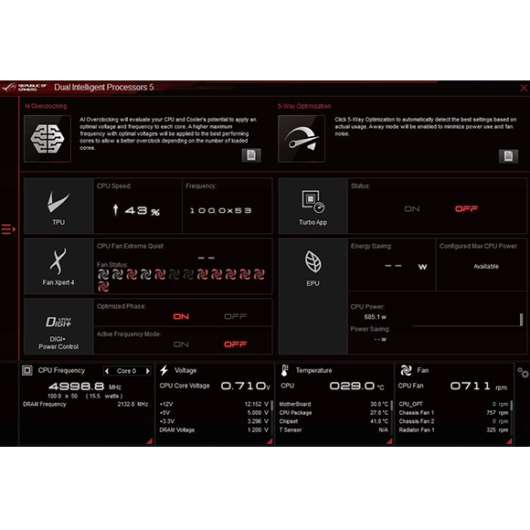The user interface of AI overclocking in AI Suite