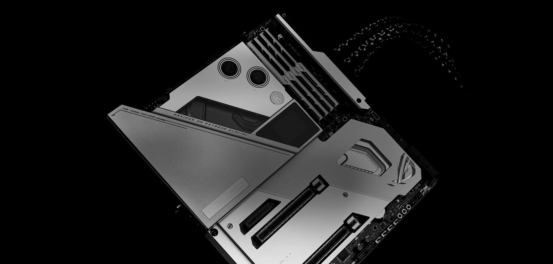 The top-view of ROG Maximus XIII Extreme Glacial