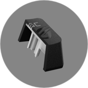 Prierezová fotografia kľúča PBT ROG pre mechanické spínače ROG