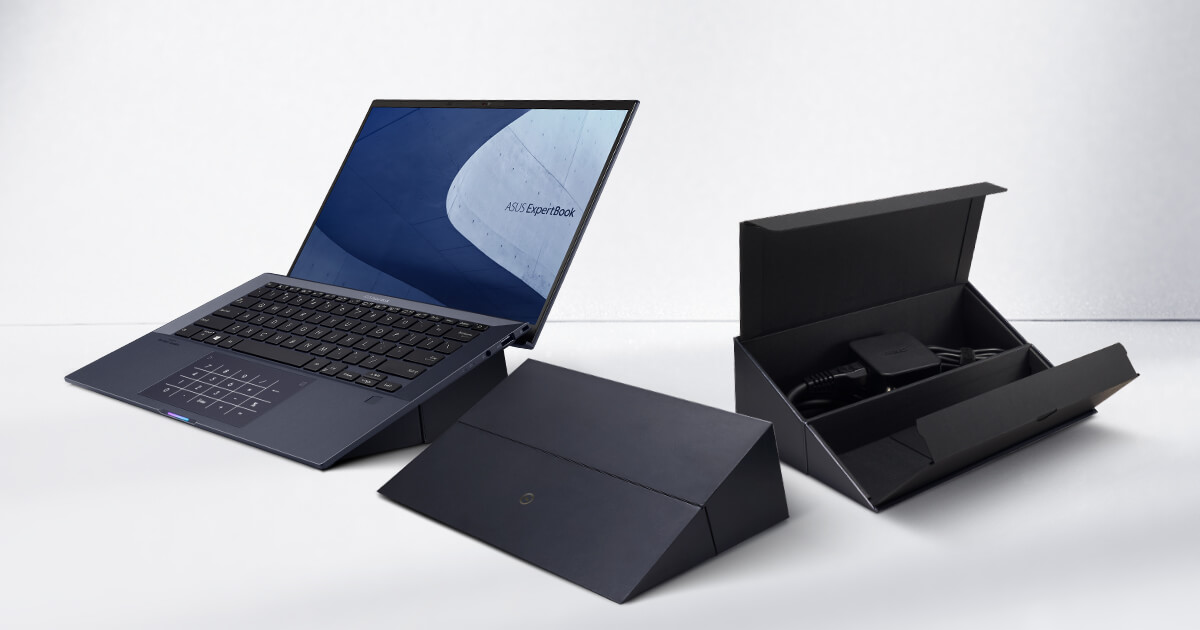 The packaging of our Expertbook B9 and Expertbook B9 OLED are
                  designed to bring reusability to consumers. It can contain key
                  parts and serve as a laptop stand.