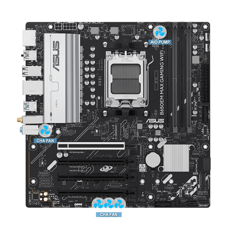 ASUS motherboard with 4-Pin PWM/DC Fan image