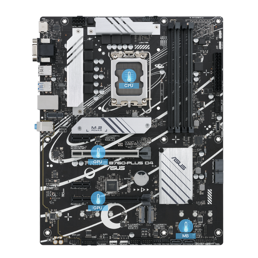 Imagem da Motherboard Prime com múltiplas fontes de temperatura: