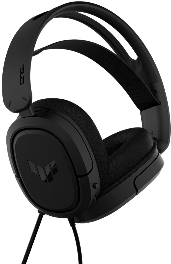 De onderkant van de TUF Gaming H1-headset wordt gekenmerkt door zijn lichtgewicht ontwerp.