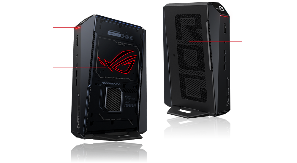 Front and back side of ROG NUC 2025 showing ROG eye