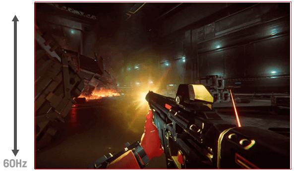 Screenshot of an FPS game with a gun firing