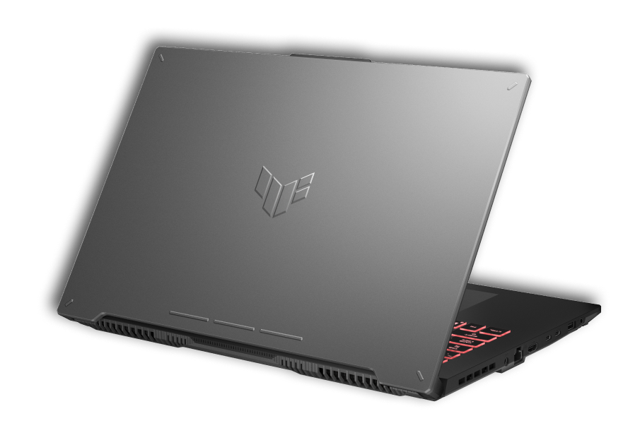 View of the lid of the TUF Gaming A15, with emphasis on the embossed logo.