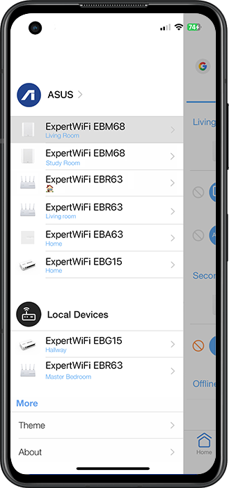 Interface utilisateur de la liaison de compte sur l'application ASUS ExpertWiFi 